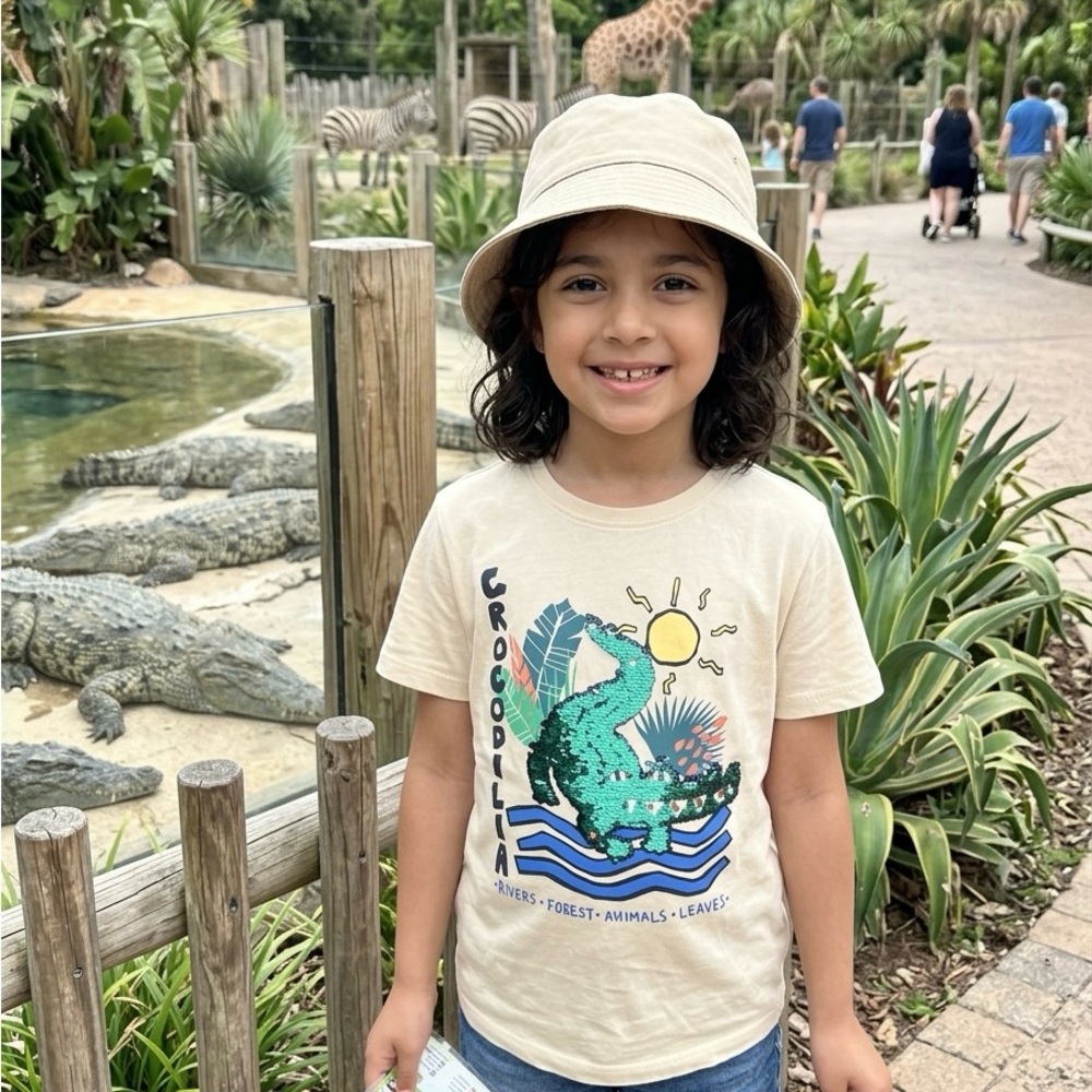 H&M Jungle Explorer Kids' Crocodilia Interactive Sequin Graphic Tee
